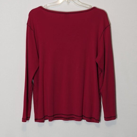 Women's Red, Cotton Knit, Pullover Pajama Top w Poodle Dog; Size XXL - Picture 3 of 6